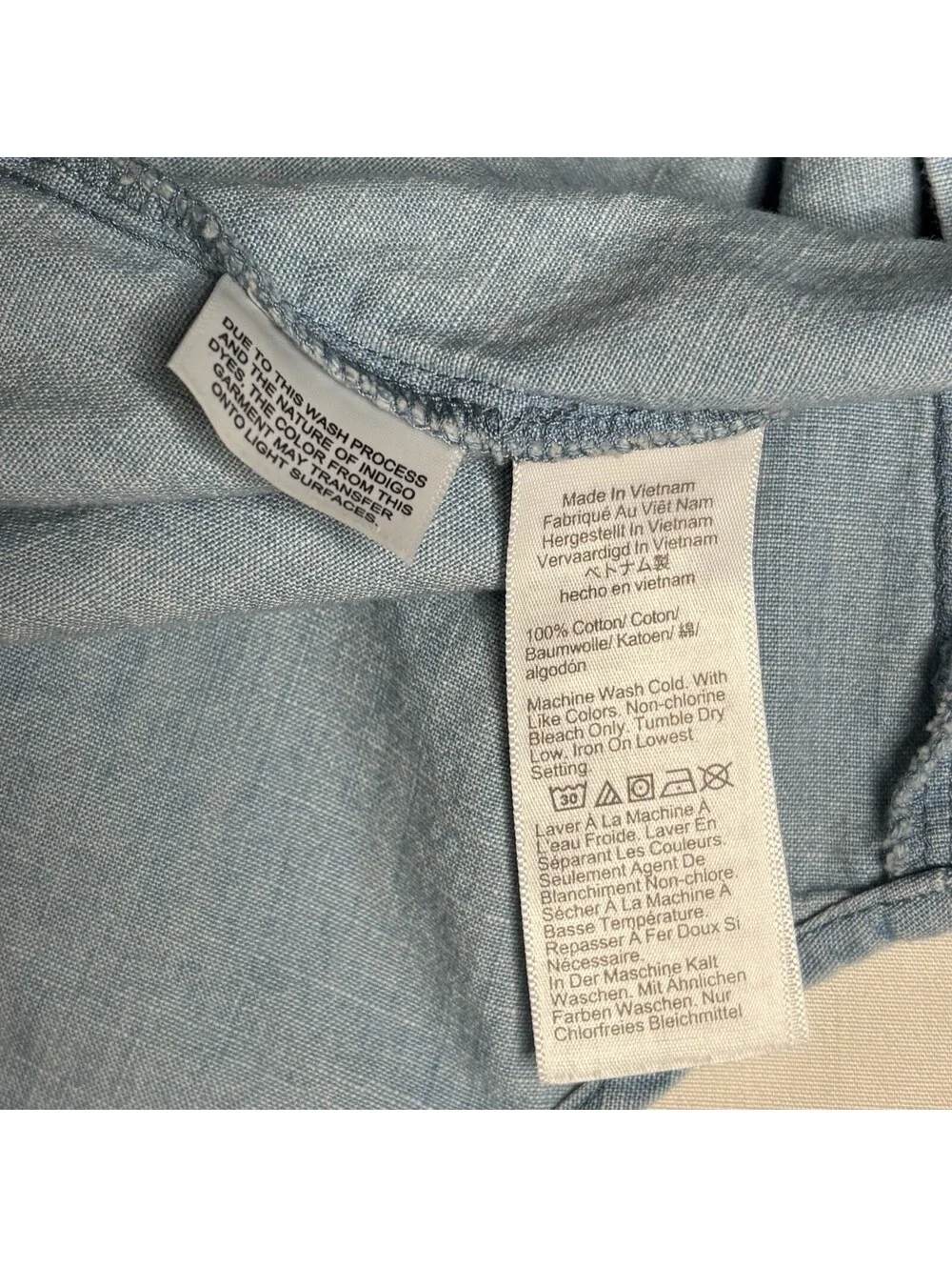 J.Crew XS Denim Sleeveless Vest Shirt - Light Wash Chambray,